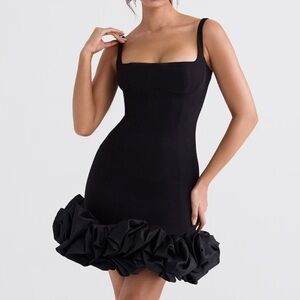 Black firm fitted ruffle hem dress! Worn Once on 8/3/2024